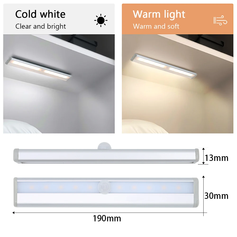 10 LED PIR 모션 센서 무선 LED 야간 조명 계단 옷장 통로 장식 야간 램프에 대 한 캐비닛 조명 아래 LED