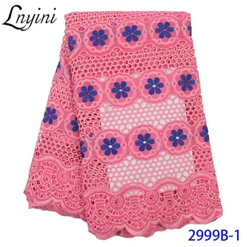 

Baby Pink African Cotton Lace Fabric High Quality Swiss Voile Lace with Stones Nigerian Dry Lace Fabric for Wedding Party L2999B