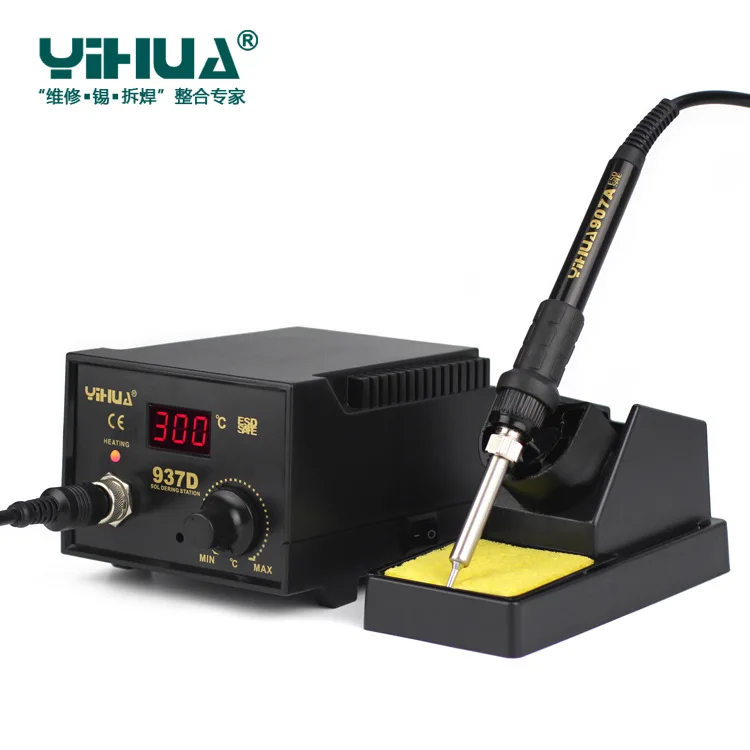 YIHUA 937D Высококачественная цифровая паяльная станция 110 В/220 В 45 Вт с контролем