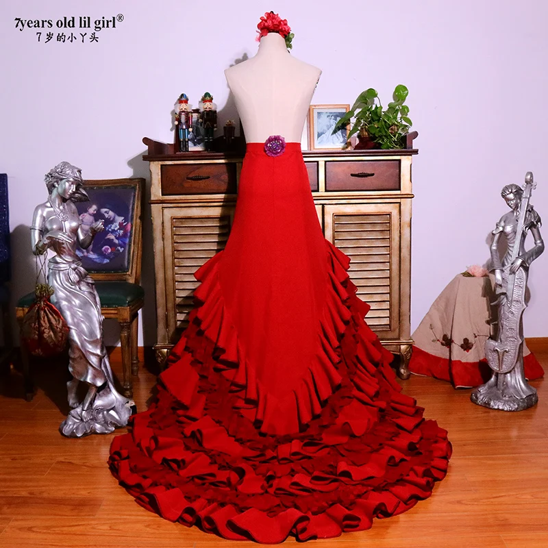

Girls Spanish Dress Flamenco Cotton Women Ballroom Waltz Dance Costumes Foxtrot WeaCWQ19