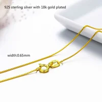 35 cm-80 cm Minuscule Réel 925 En Argent Sterling avec Or Couleur Mince Boîte Chaîne Collier Femmes Enfants Filles Mens Bijoux kolye collares 2