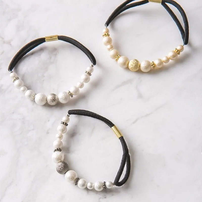 2021 Fashion Sweet Ponytail Holder Band Cute Women Girls Frosted Imitation Pearl Hair Rope Gift Wholesale | Украшения и