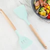 YOMDID Food Grade Silicone Kitchen Cooking Utensils Practical Cooking Tools Turner Spatula Spoon With Wooden Handle Kitchenware ► Photo 3/6