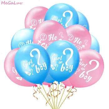 

10Pcs 12Inch Girl or Boy Gender Reveal Balloons Baby Shower Decoration He or She Printing Latex Baloons Gender Disclosure Globos