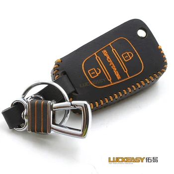 

luckeasy 2016 2017 Leather Car Key case for KIA SPORTAGE 2011 2012 2013 wallet holder remote key cover key2a