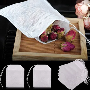 

100 Pcs Non Woven Fabrics Teabags Disposable Drawstring Tea Bags Filter Paper Drawstring Pouch Multifunction Tea Bags