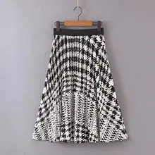 Новинка, Женская винтажная плиссированная юбка с эластичной талией, faldas mujer, Женская Повседневная облегающая шикарная брендовая юбка, QUN407