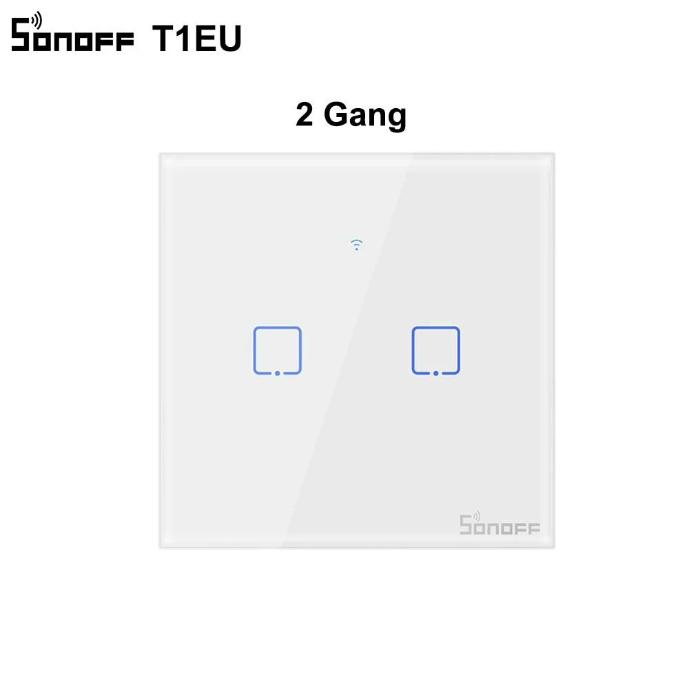 Sonoff T1 EU 2 Gang SONOFF T1 T2 T3 TX Умный дом Wifi сенсорная настенная потолочная лампа с ИК датчиком-выключателем US/UK/EU 433 RF/Voice/APP control с Alexa Google Home - Цвет: Sonoff T1 EU 2 Gang