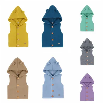 

Autumn Kids Baby Girls Boys Colorful Solid Print Hoodie Vest Sweater Sleeveless Tops Coat Outerwear New