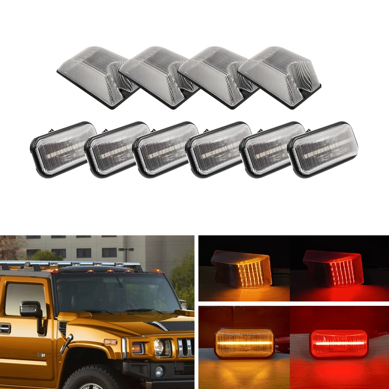 Cab Roof Marker Light For Hummer H2 0309 SUV Running Headlight Red Lens 10pcs Automotive Auto