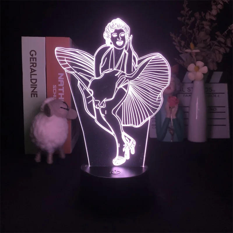

Pop Star Marilyn Monroe 3D Night Light for Bedroom Decor Light Cute Birthday Colorful Gift LED Lamp Manga Kid Lovely Present
