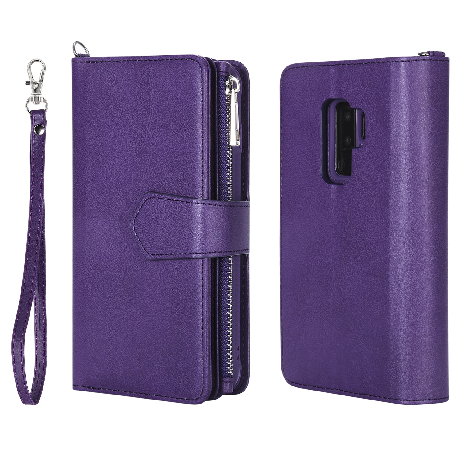 Роскошный кожаный чехол-кошелек для телефона samsung Galaxy S8, S9, S10, Note 10 Plus, S10e, Note 8, 9, откидной противоударный чехол-книжка - Цвет: Purple