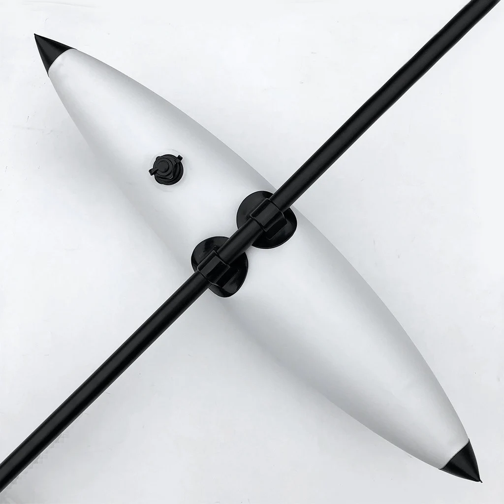 1 Pair White PVC Inflatable Outrigger Stabilizer + Elastic Paddle Leash for Kayak Fishing Standing SUP Beginners 