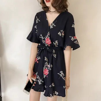 

Bohemian Style Playsuit Floral Print Elegant Rompers Korean Style Short Summer Boho Romper Dresses moda feminina verao 2020 #30
