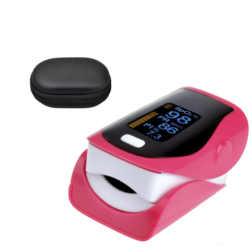 pink with case ELERA пальцевой Пульсоксиметр портативный палец Pulsioximetro палец SPO2 PR PI Oximetro de dedo цифровой - Цвет: pink with case