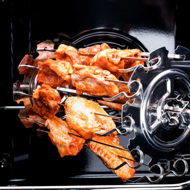 BBQ Grill Cage, Steel Metal Rotisserie Skewers Needle Cage Oven Kebab Maker Gril