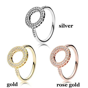 

2020 Newest Women Fashion Geometric Halo Rings Female Simple Zircon Circle Rings Wedding Rings for Women Jewelry Accessories