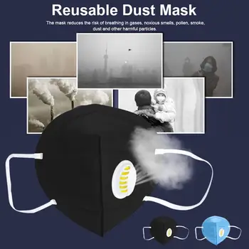 

2/5PCS Mask Anti Pollution Reusable Face Mask Respirator With PM2.5 Filters For Anti-fog Anti-virus Anti-bacteria Random Color