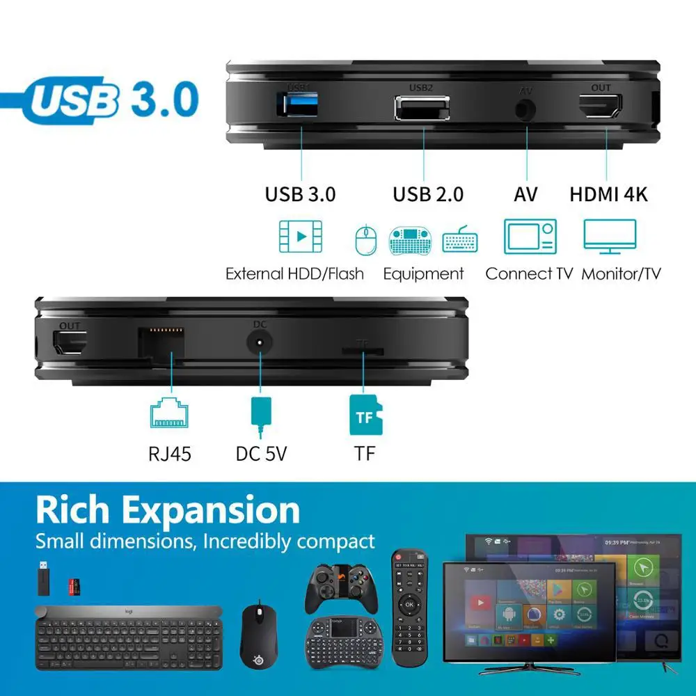 BEESCLOVER MINI 4K Smart TV BOX Android 9.0 Rockchip RK3318 Quad Core 16GB 32GB Media player BEESCLOVER Android 9.0 Set top Box