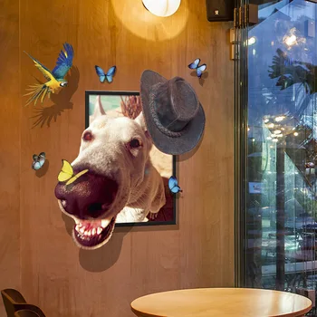 

Xl8315 3d Cowboy Pet Dog Wall Sticker Creative Bedroom Dormitory Living Room Background Decoration Removable Sticker