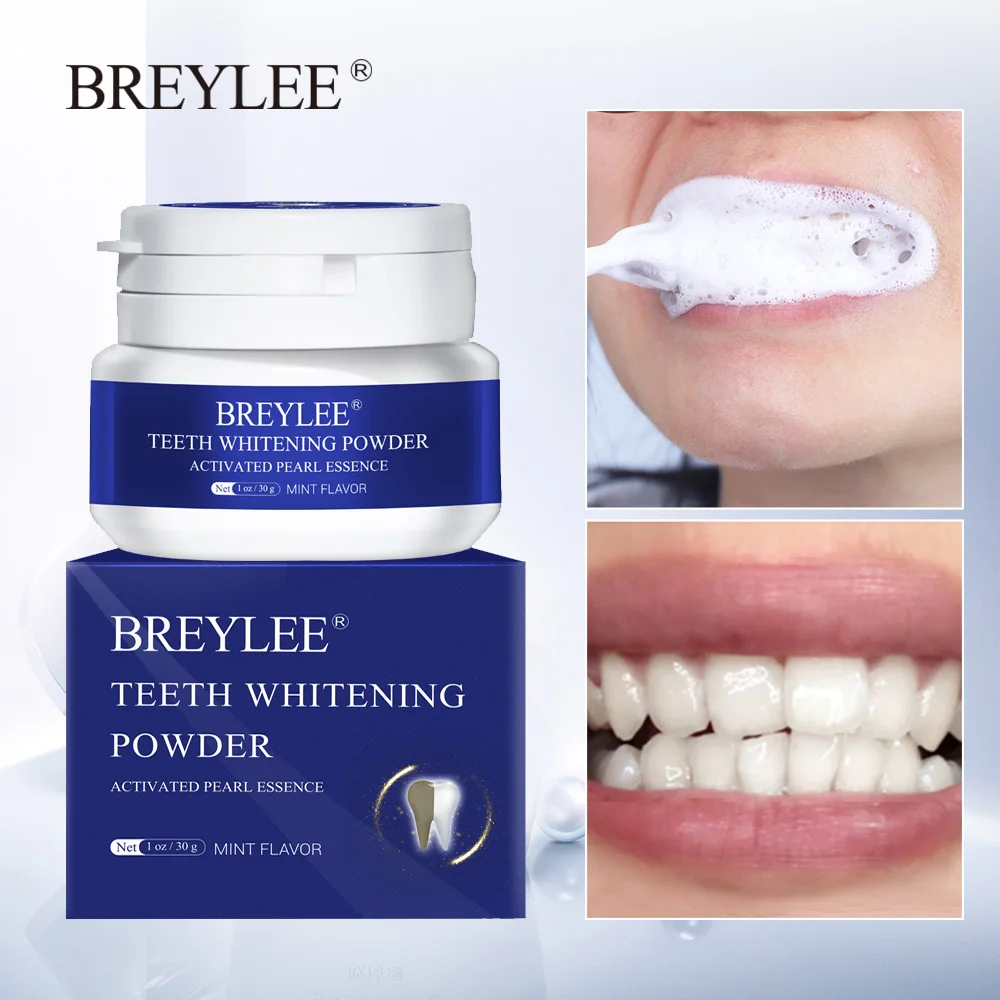 

BREYLEE Teeth Whitening Powder Toothpaste Remove Plaque Stains Bleaching Dental Tools Oral Hygiene White Toothbrush Cleaning 30g