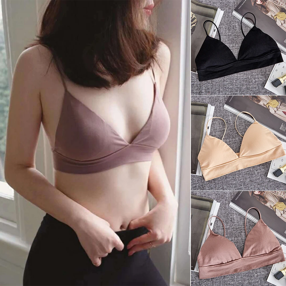 

Women Push Up Intimates Lingerie Thin French Style Underwear Bra Soft Cup Bralette Spaghetti Strap Brassiere Padded #5