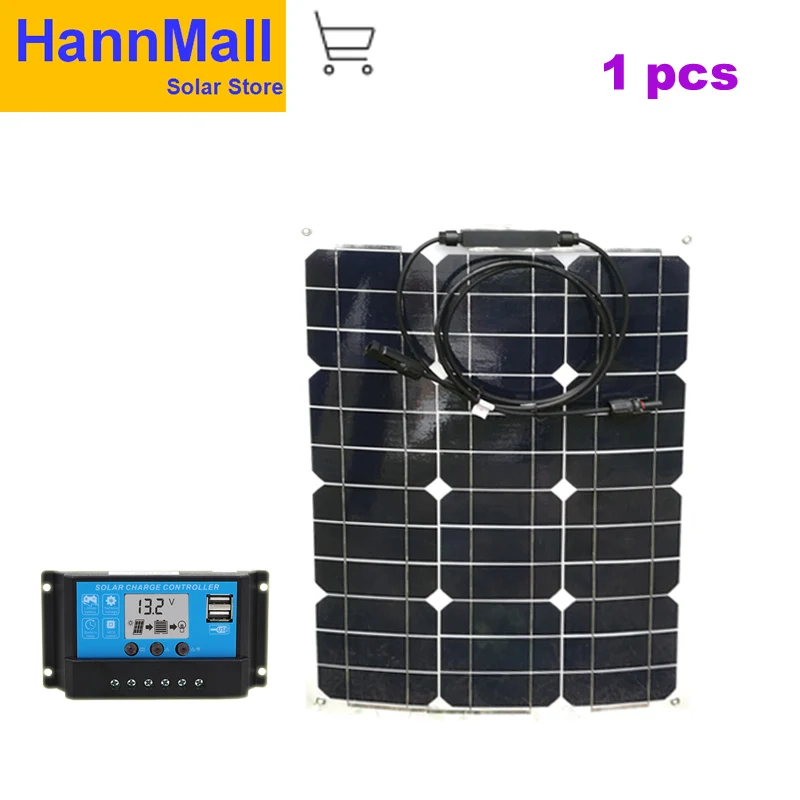 

HannMall Flexible Solar Panel 12v 35w Monocrystalline Solar Charger controller Battery Rv Motorhome Camping Car Caravan