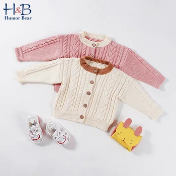 

Humor Bear Knitted Warm Cardigan Girls Autumn Winter Long Sleeve Sweater Jacket Boys Infant Romper Baby Twist Coat Jacket
