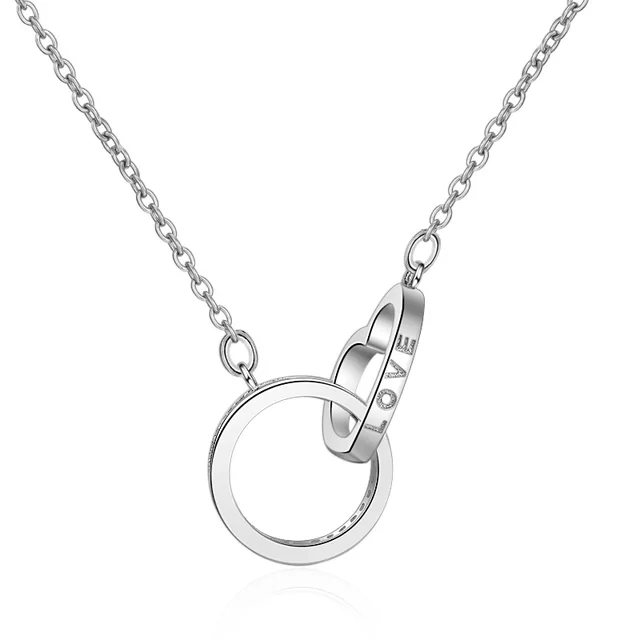 925 Sterling Silver Heart And Circle Interlock Pendant Necklace Colar de Prata for Girlfriend Valentine's Day Gift Fine Jewelry 2