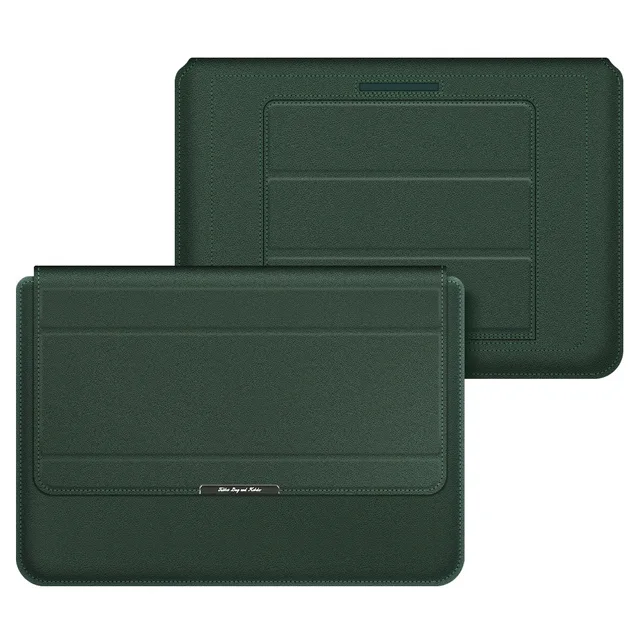 Laptop Sleeve Case Bag For MacBook Air Pro M1 13 A2338 A2337 PU Leather Laptop Carry Sleeve for 12 13 13.3 16 Leather Sleeve Bag Dark green