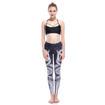 

Octopus Grey Black Slim Hip Lift Exercise Breathable Super-elastic Quick-drying Women's Nine-point lady Pants leggings