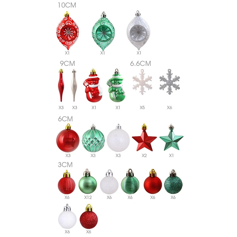90Pcs Christmas Tree Decoration Simulation Christmas Decorative Pendant Christmas New Year Decorations for Home Decor