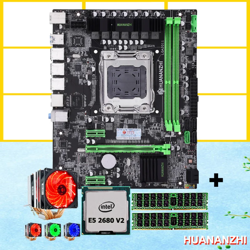 WUSON store компьютер DIY HUANANZHI X79 материнская плата Процессор Intel Xeon E5 2680 V2 с 6 тепловыми трубками кулер ram 8G(2*4G) DDR3 REG ECC