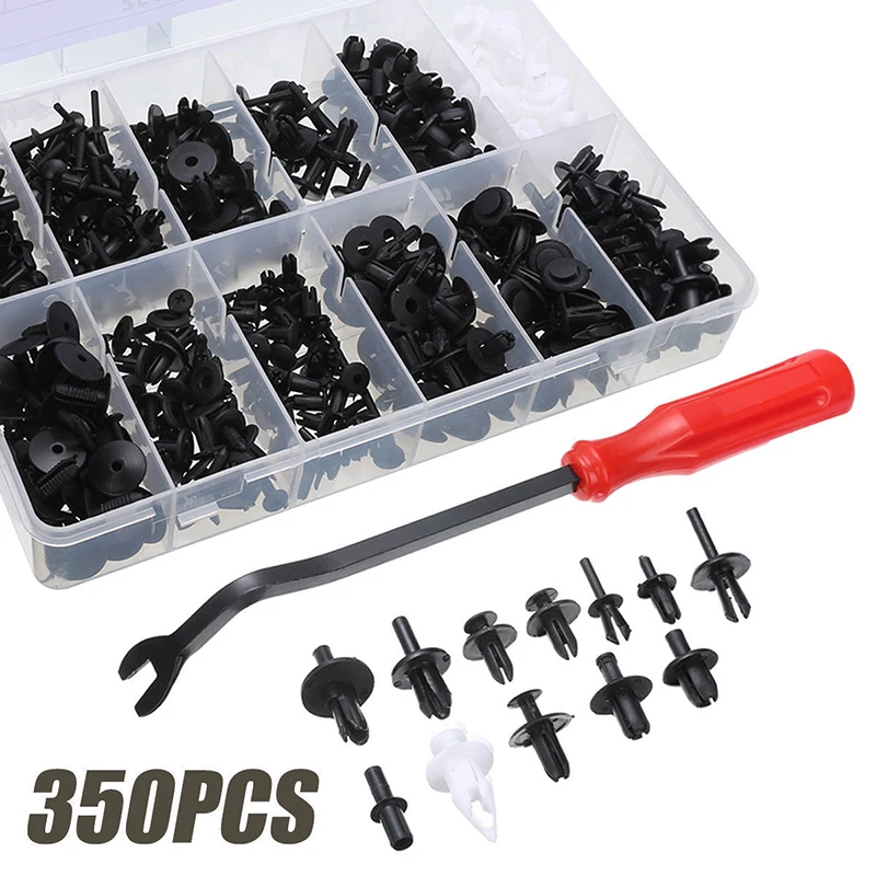 350Pcs Car Body Push Retainer Pin Rivet Fasteners Trim Moulding Clip Automotive Expansion Screws Kit with Removal Tool