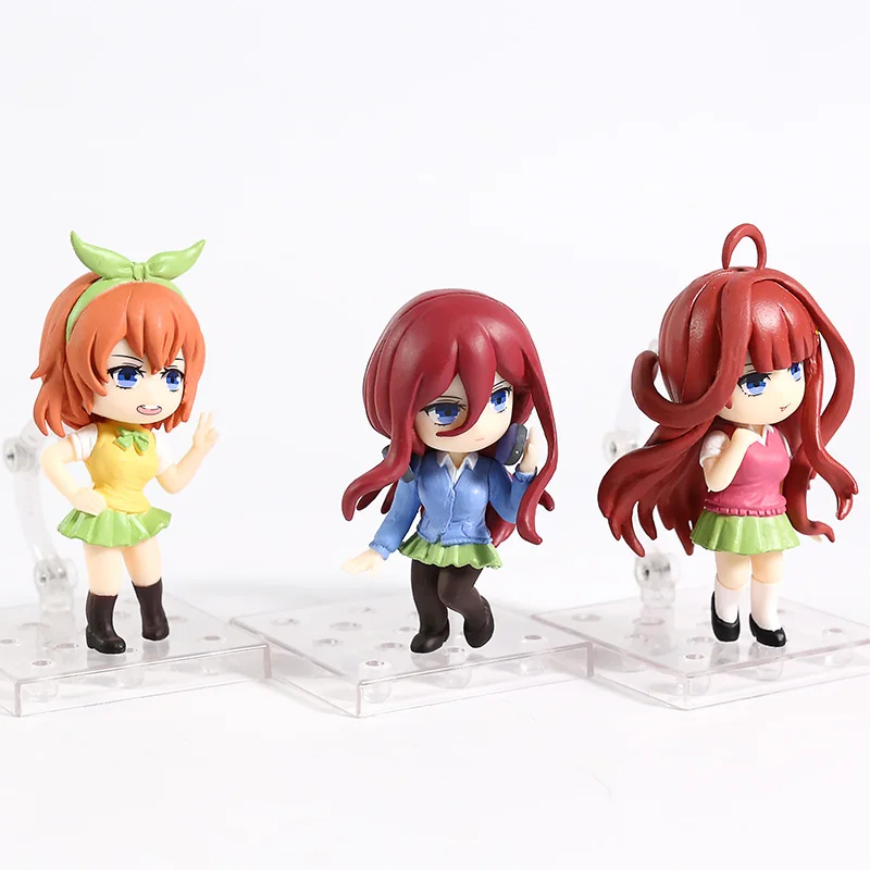 New 3pcs/set The Quintessential Quintuplets Anime Nakano Miku Nakano Yotsuba Nakano Itsuki Q version PVC Figure Model Toys