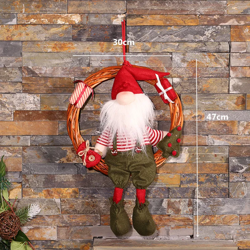 Рождественская гирлянда, рождественские украшения для дома, подвесные украшения на дверь, новогодние праздничные вечерние украшения, Рождественский венок - Цвет: beidaiku 118