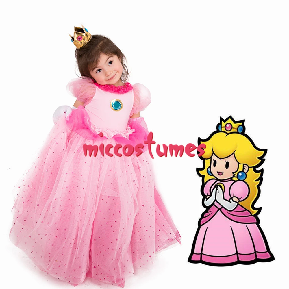 Kinder Madchen Prinzessin Pfirsich Kleid Cosplay Kostum Fur Kinder Madchen Halloween Kostum T Shirt Rock Crown Handschuhe Girls Costumes Aliexpress