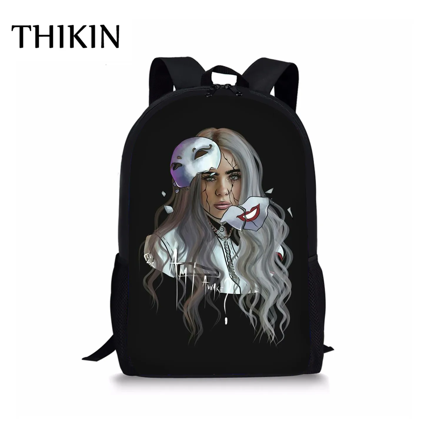 Рюкзак THIKIN Sunflower Billie Eilish с принтом, 3 шт., школьные сумки для девочек-подростков, популярная Повседневная сумка, певица, раппер, пенал - Цвет: As picture
