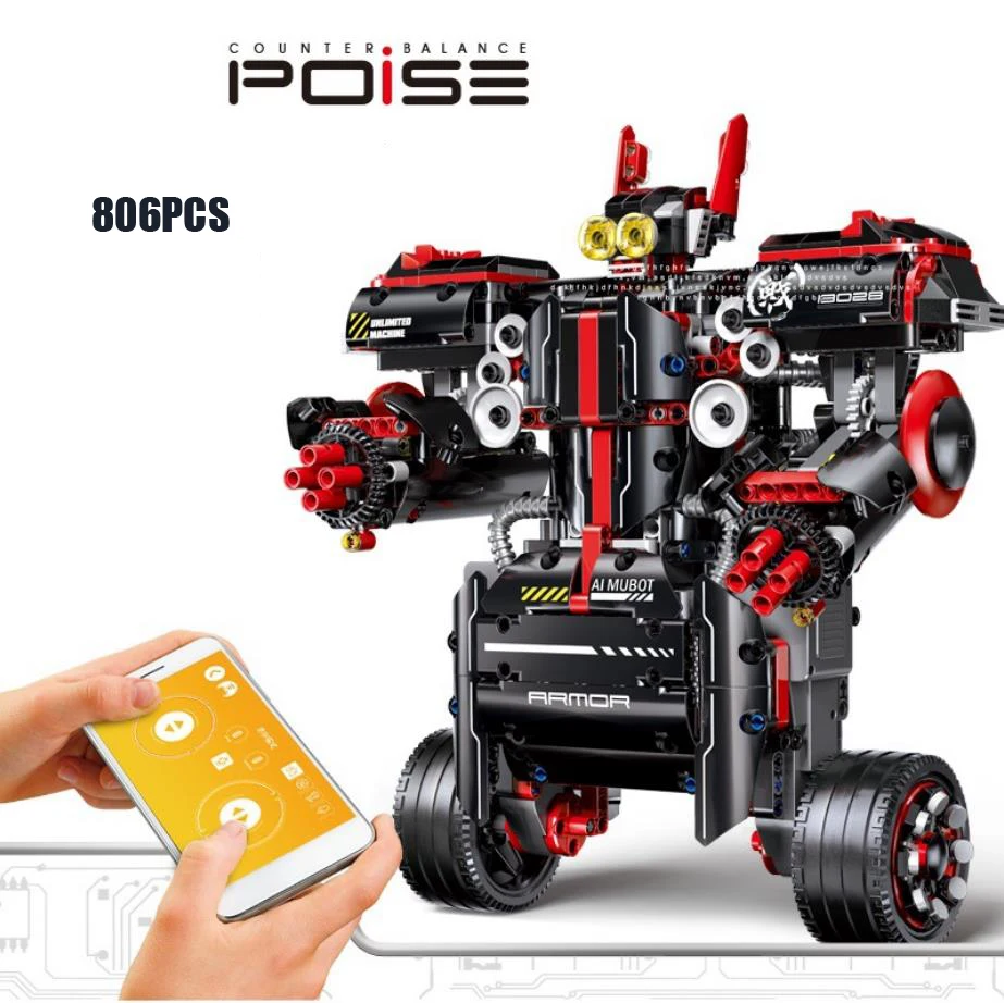 

technic Black King Kong 2.4Ghz rc smart programming robot building block with light brick app radio remote control shoting toys