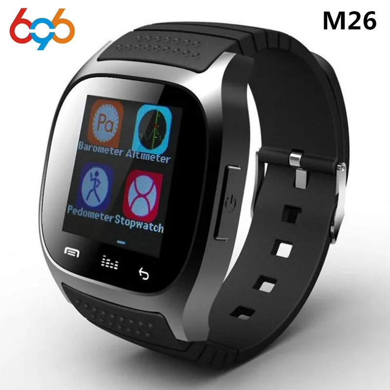 black Водонепроницаемый смарт-часы M26 Bluetooth Смарт-часы Ежедневный Водонепроницаемый светодиодный дисплей для телефона Android - Цвет: black