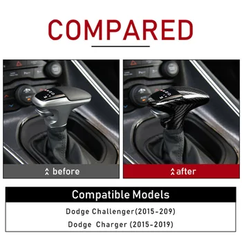 

3pcs/Set Gear Shift Knob Carbon Fiber Cover Trim For Challenger Charger Accessories Durable