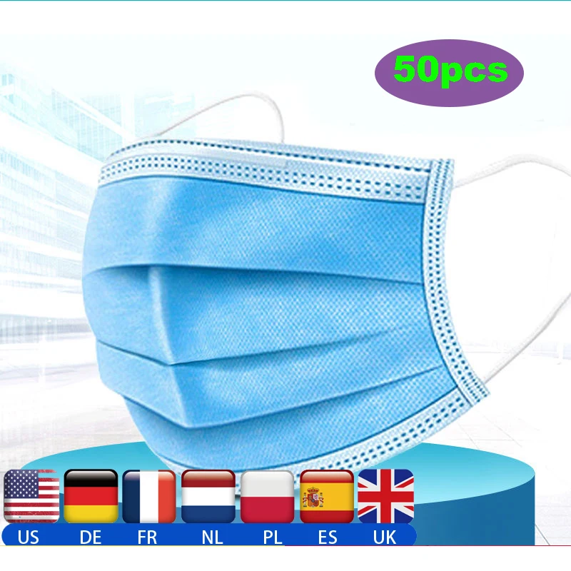 

50 PCs Protective Mask Non-woven Dust Mask Thickened Disposable Mouth Mask Features as KF94 FFP2