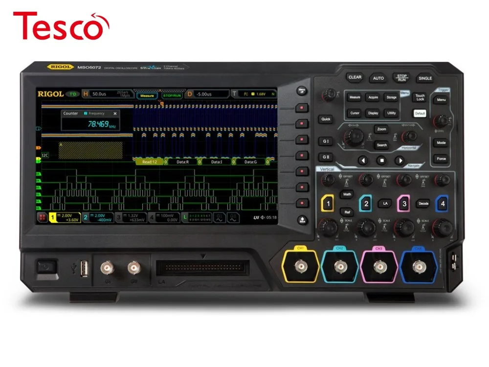 

Rigol MSO5072 - Two Channel, 70 MHz Digital / Mixed Signal Oscilloscope