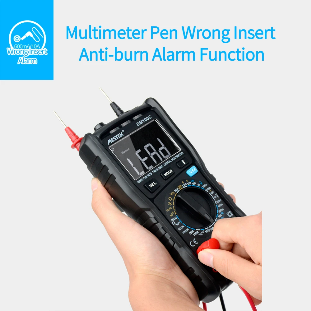 MESTEK DM100C 10000 Counts True RMS Digital Multimeter Measuring AC/DC Voltage Current Resistance Capacitance Frequency
