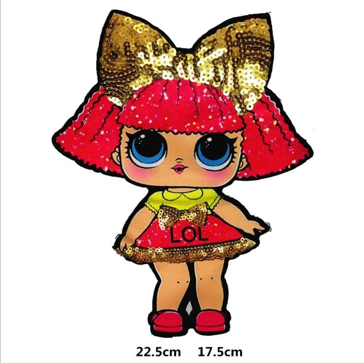 Мультфильм кукла блесток милый пришить DIY толстовка одежда патчи наклейки Высокое качество детская популярная куртка удивленная девочка игрушка - Цвет: CX-26