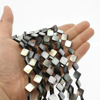 

10mm Diagonal Square Shell Beads Natural Shell Beads Strand Used For Handmade DIY Jewelry Accessories Black Color Wholesale