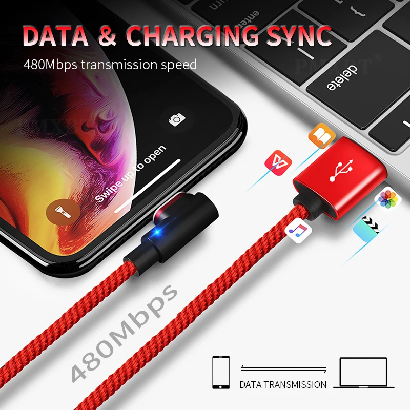 Магнитный зарядный кабель Micro USB Тип C провод 3A Быстрая зарядка для iphone X Samsung S10 Huawei