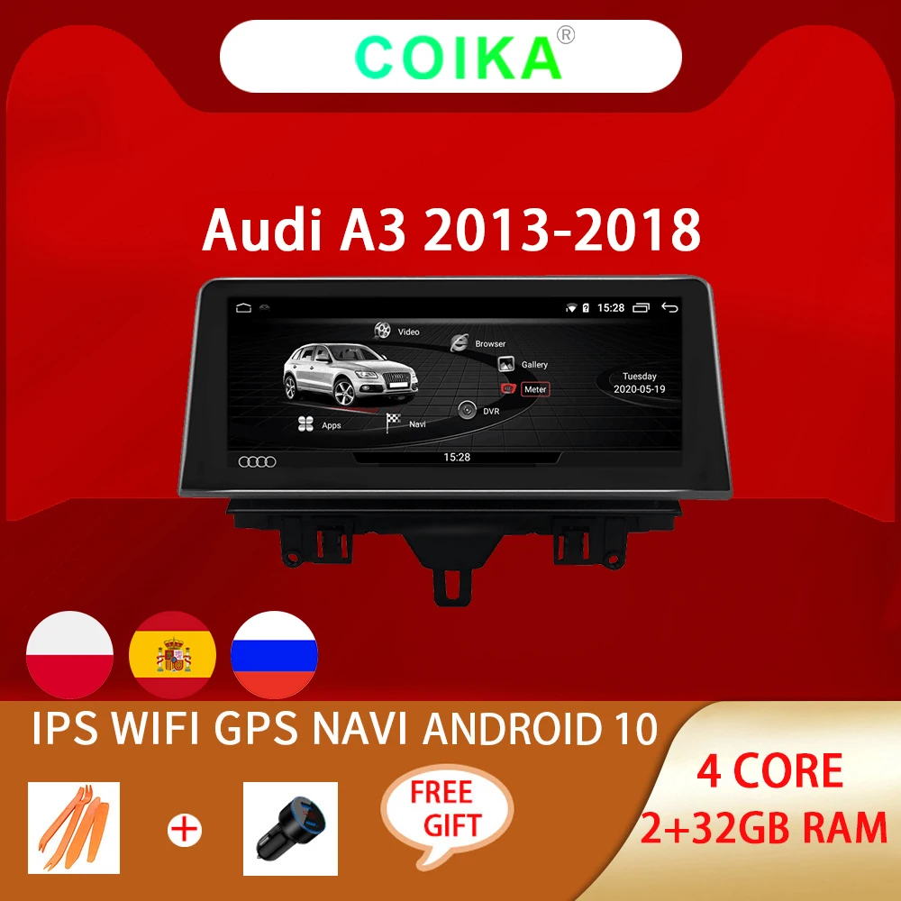 Автомобильный мультимедийный плеер COIKA Android 10 для Audi A3 2013 2019 WIFI 2 + 32 Гб RAM BT Google IPS