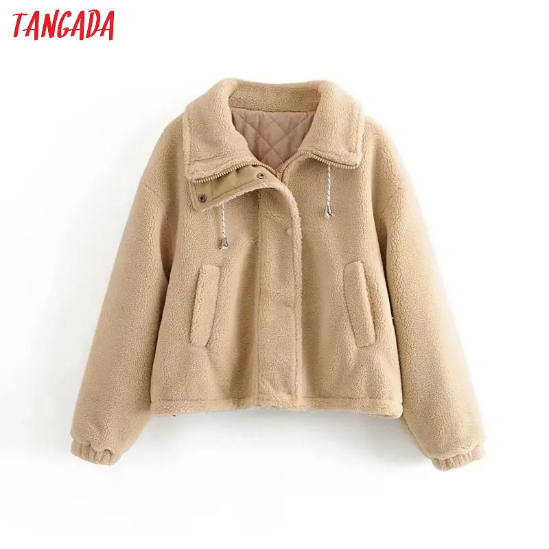 Tangada, Женское пальто большого размера, короткое, стильное, теплое, толстое, на молнии,, зимнее, теплое, плюшевое пальто, Женское пальто 6P56