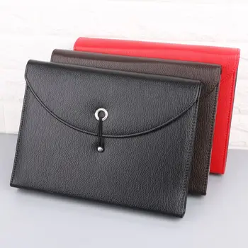 

Fashion A4 Business Bag Men Lady Leather Pouch Paper File Folders Package Messenger Bags 13 Layers D08B